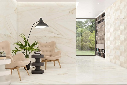 Tau Ceramics Dozza Bodenfliese Marmoroptik gold poliert / glänzend 60x60 cm