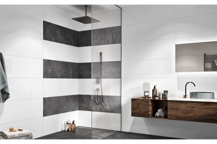 Wandfliesen Sonderposten Cerabella weiß glänzend 30x90 cm kalibriert