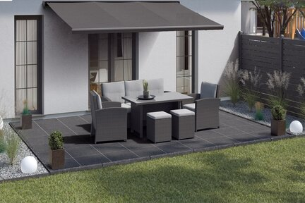 Terrassenplatten Sonderposten Manhattan Outdoor schwarz 60x60x2 cm Schieferoptik matt