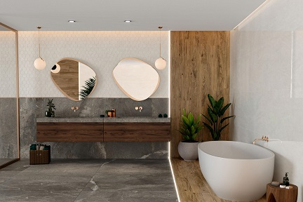 Tau Ceramics Mainstone Bodenfliese Marmoroptik grey matt 60x120 cm