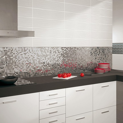 Dune Material-Mix-Mosaik Metallic silver glänzend silber 30x30 cm