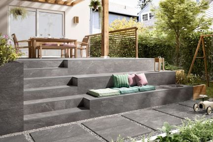 Terrassenplatten Villeroy & Boch My Earth 2802 RU90 anthrazit 60x60x2 cm Outdoor Schieferoptik matt